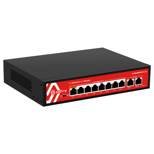SF-SW1008HIPOE-G-115, Safire Switch Hi, PoE, 8 PoE priključaka + 2 uplink priključka 