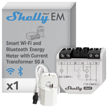 SH-EM-GEN3-50A, Shelly EM Gen3 + 50A, WiFi 2,4 GHz IEEE802.11 b/g/n, mjerač potrošnje 