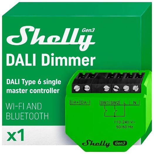 SH-DALI-DIMMER-GEN3, Shelly DALI Dimmer Gen3, WiFi 2,4 GHz IEEE802.11 b/g/n