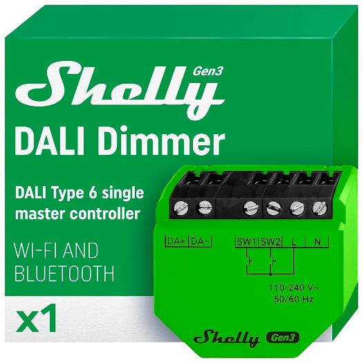 SH-DALI-DIMMER-GEN3, Shelly DALI Dimmer Gen3, WiFi 2,4 GHz IEEE802.11 b/g/n 