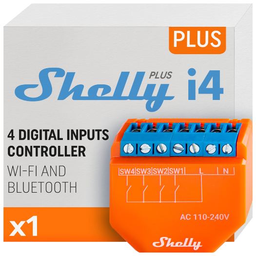 SH-PLUS-I4, Shelly Plus I4, WiFi 2,4 GHz IEEE802.11 b/g/n / Bluetooth 