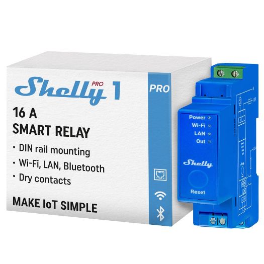 SH-PRO-1, Shelly Pro 1, WiFi 2.4 GHz IEEE802.11 b/g/n / Bluetooth, Inteligentni prekidač za DIN šinu
