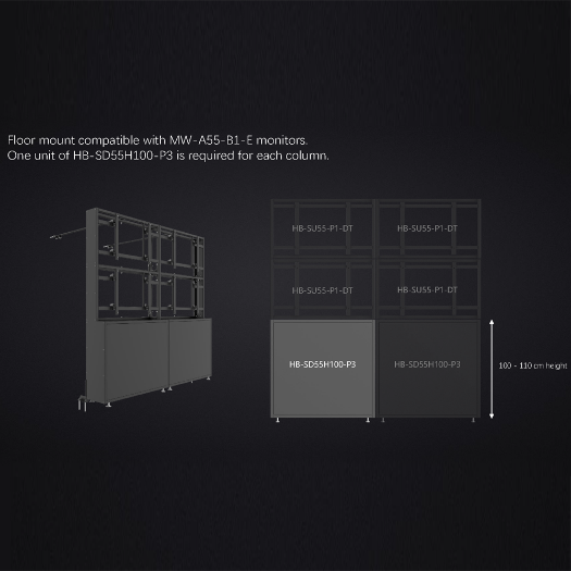 UV-HB-SD55H100-P3, modularni podni nosač za videowall, kompatibilan s UV