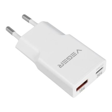 VG-30W1A1C, CESTE, USB punjač QC3.0 / PD3.0, Snaga 30W, Učitava 2 uređaja istovremeno