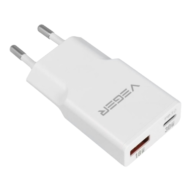 VG-30W1A1C, VEGER, USB punjač QC3.0 / PD3.0, snaga 30 W, istovremeno puni 2 uređaja 