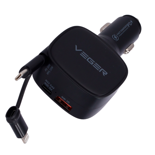 VG-CC89, VEGER, punjač za automobil, snaga 84 W, brzo punjenje PD 30 W, QC 18 W, PPS 33 W 