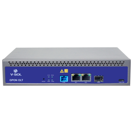 VSOL-V1600GS-F, V, SOL Single Pon Gpon OLT, 2 RJ45 priključka 10/100/1000 Mbps + 1 1/10 Gigabit SFP+ priključak 