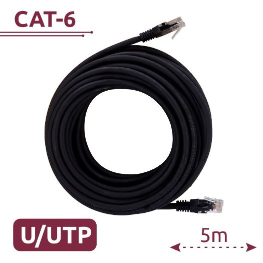 CON-E21-5M, UTP kabel, Ethernet, RJ45 konektori, Kategorija 6, 5 m, Crna boja