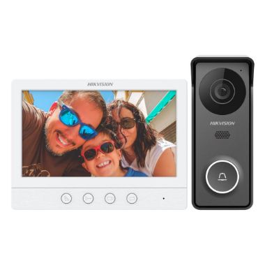 DS-KIS213(B), Komplet video interfona, Tehnologija 4 analogne žice, Ploča i monitor | Omogućuje do 2 dodatna monitora