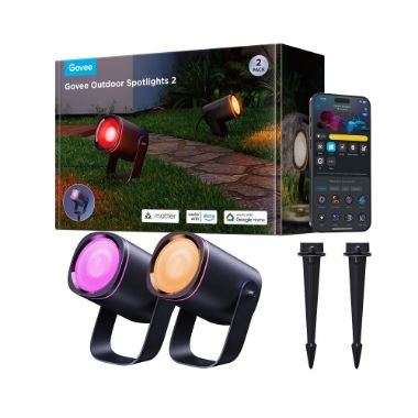GV-OUT-H7093-SPOT-IP67, Govee paket od 2 LED reflektora, Wi, Budi 2.4 GHz + Bluetooth