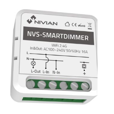 NVS-SMARTDIMMER, Modul regulatora s 1 linijom, WiFi 2.4 GHz / Automatski, Bluetooth