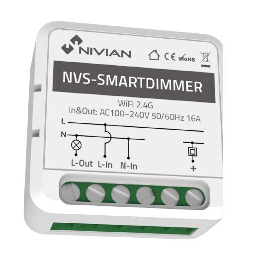 NVS-SMARTDIMMER, Modul regulatora s 1 linijom, WiFi 2.4 GHz / Automatski, Bluetooth