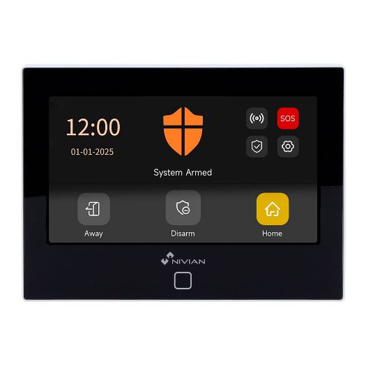 NVS-TOUCHALARM-W, WiFi alarmni komplet + GSM Nivian Smart, Tipkovnica na zaslonu osjetljivom na dodir