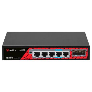 SF-SW0704HIPOE-GMF-65, Safire PoE Prekidač, 4 PoE porta + 1 Uplink RJ45 + 2 SFP (1G/2, 5G)