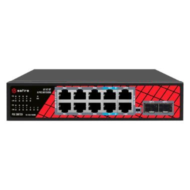 SF-SW1208HIPOE-GMF-120, Safire Switch Hi, PoE, 8 PoE portova + 2 SFP + 2 RJ45