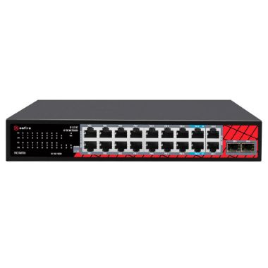 SF-SW2016HIPOE-GMF-240, Safire Switch Hi, PoE, 16 PoE portova + 2 SFP + 2 RJ45