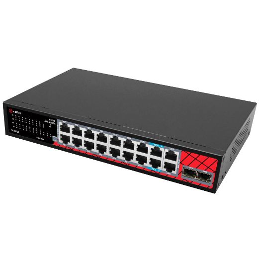 SF-SW2016HIPOE-GMF-240, Safire Switch Hi, PoE, 16 PoE portova + 2 SFP + 2 RJ45