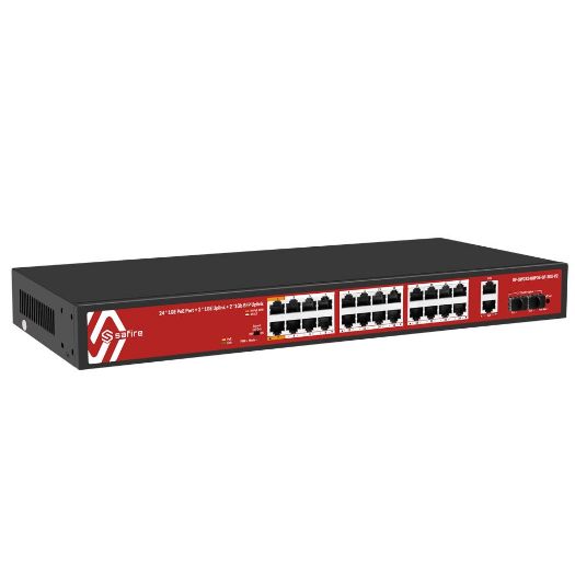 SF-SW2824HIPOE-GF-300-V2, Safire Switch Hi, PoE, 24 PoE portova + 2 SFP + 2 RJ45