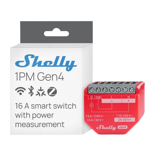 SH-1PM-GEN4, Shelly 1PM Gen4, WiFi 2.4 GHz / Bluetooth / Zigbee, Inteligentni prekidač