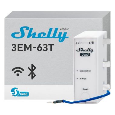 SH-3EM-63T-GEN3, Shelly 3EM, 63T Gen3, WiFi 2.4 GHz / Bluetooth, Mjerač potrošnje