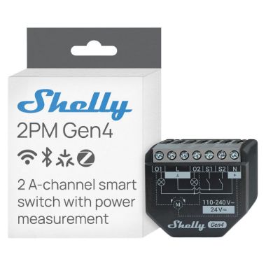 SH-2PM-GEN4, Shelly 2PM Gen4, WiFi 2.4 GHz / Bluetooth / Zigbee, Inteligentni prekidač