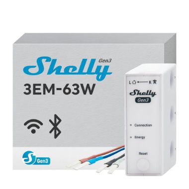 SH-3EM-63W-GEN3, Shelly 3EM, 63W Gen3, WiFi 2.4 GHz / Bluetooth, Mjerač potrošnje