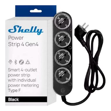 SH-POWER-STRIP-4-GEN4-B, Shelly produžni kabel 4 Gen4 crni, WiFi 2.4 GHz / Bluetooth / Zigbee