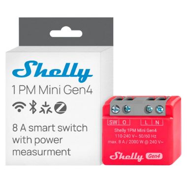 SH-SL-1PM-MINI-GEN4, Shelly 1PM Mini Gen4, WiFi 2.4 GHz / Bluetooth / Zigbee