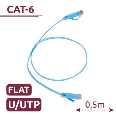 UTP6-05B-FLAT, UTP kabel ravni, Ethernet, Konektori RJ45, Kategorija 6, 0, 5 m