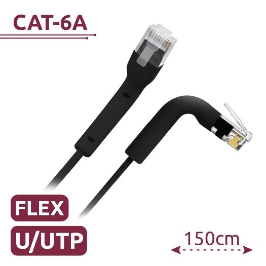 UTP6A-FLEX-150BK, Fleksibilni UTP kabel, Ethernet, RJ45 konektori, Kategorija 6A