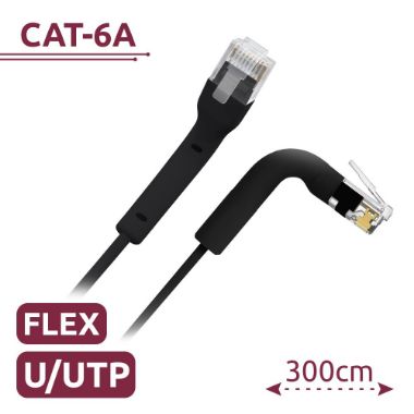 UTP6A-FLEX-3BK, Fleksibilni UTP kabel, Ethernet, RJ45 konektori, Kategorija 6A